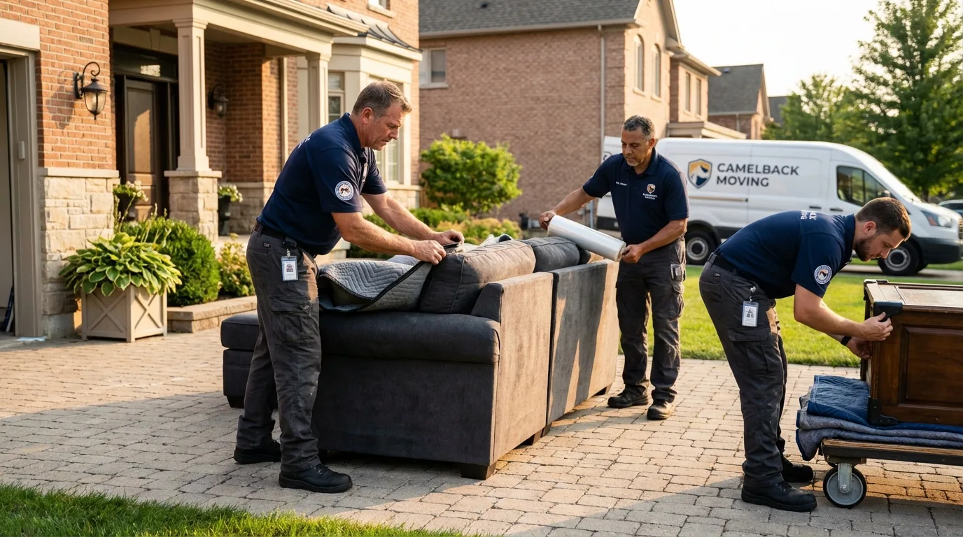 Large estate moving crew wrapping furniture in Henagar, AL