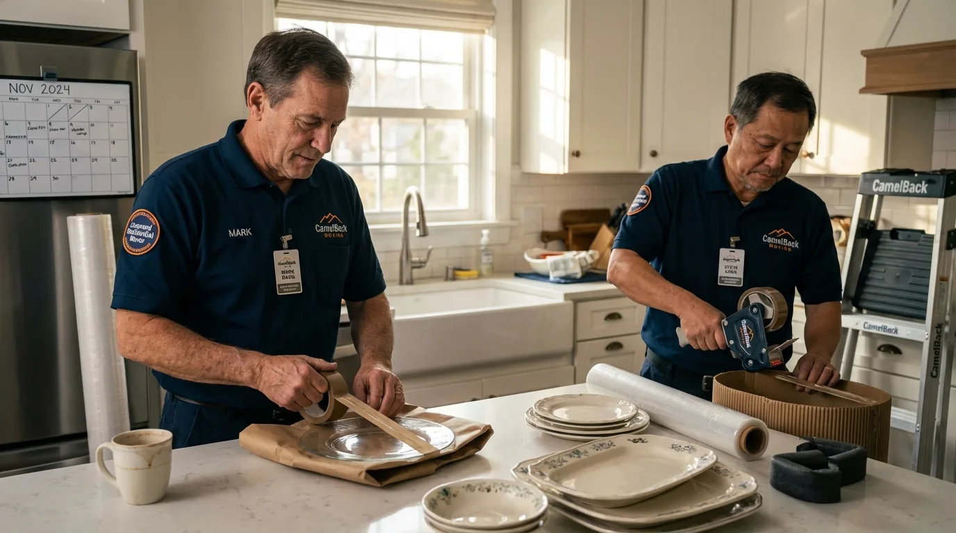 Professional crew packing kitchen dishware in Henagar, AL